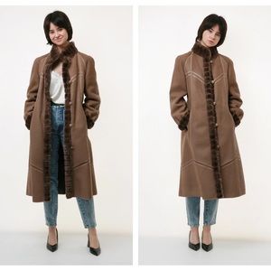Vintage Sheepskin Sherpa Shearling Long Coat